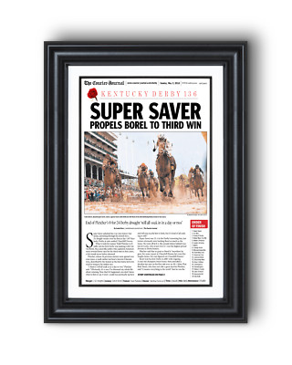 2010 Kentucky Derby ''SUPER SAVER'' Borel's 3rd Win Framed Front Page Newspaper