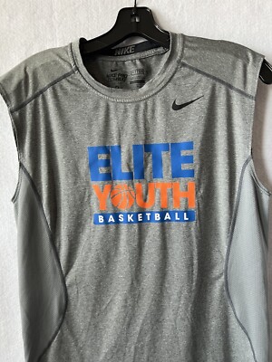 Nike Pro Combat Tank Top Men M Grey Youth Elite Basketball