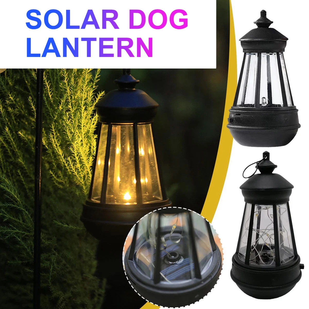 Solar Powered Outdoor LED Lantern Hanging Night Light Garden Waterproof Lamp