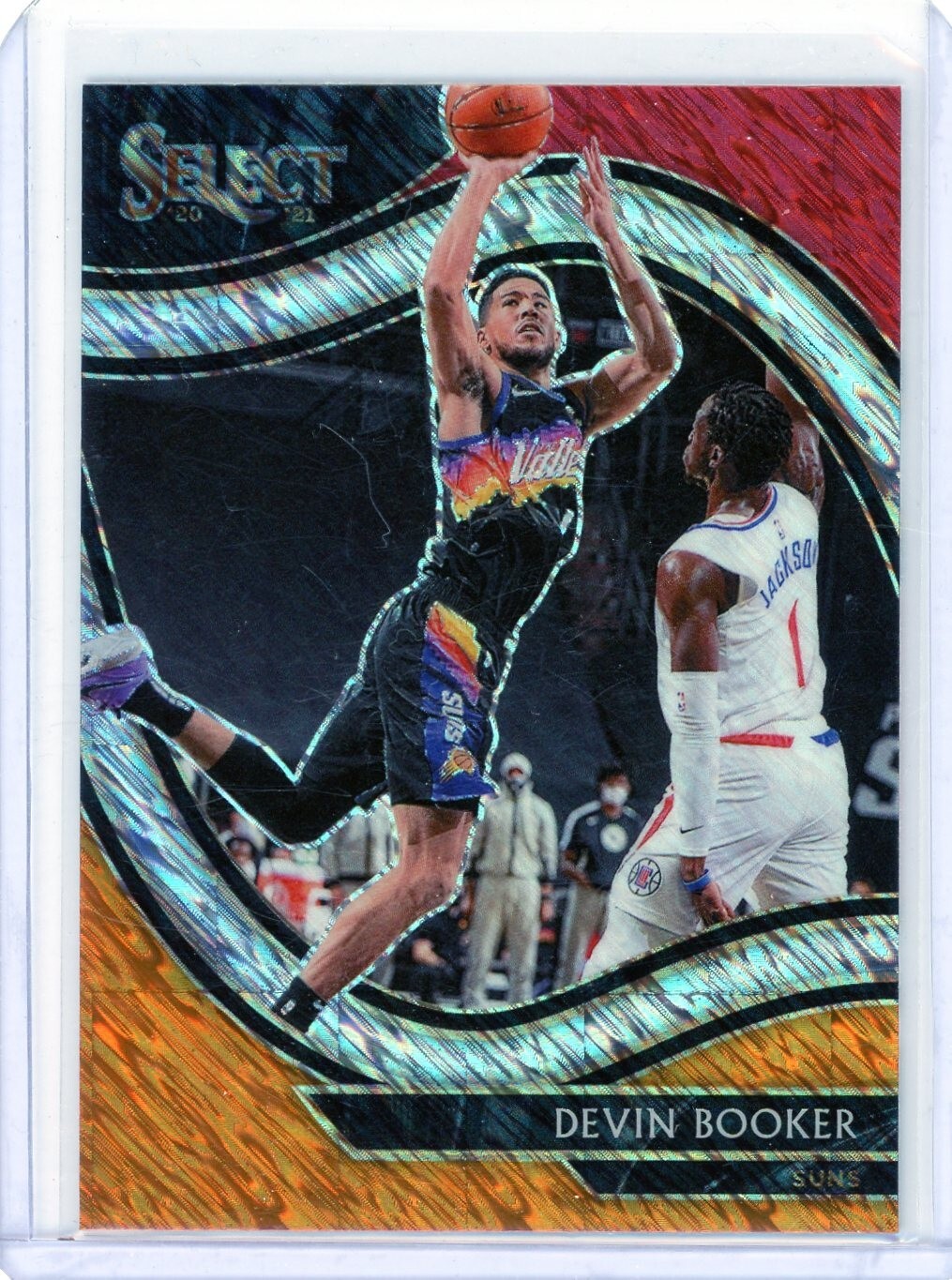 2020 Select Devin Booker Red/White/Orange Shimmer Prizm Courtside #229 Suns