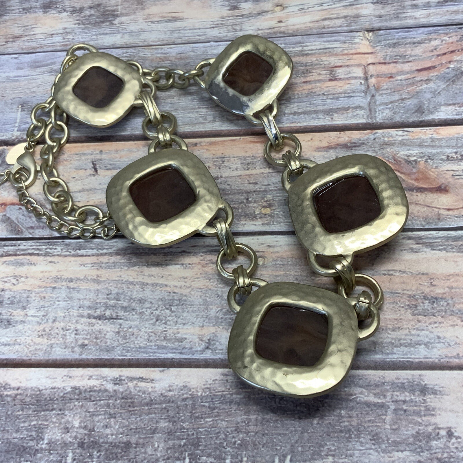 Chunky Chicos brown cabochon statement necklace i… - image 6