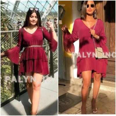 zara pleated blouse dress