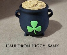 St Patrick's Day Clover Cauldron Piggy Bank Decoration / Toy - Made in USA