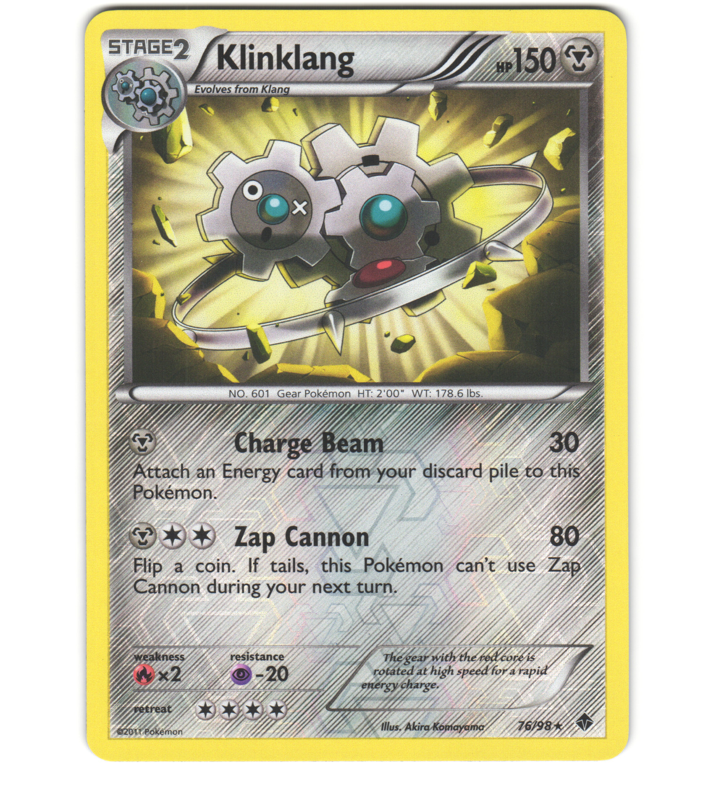 Pokemon 2011 Near Mint NM Klinklang Emerging Powers REVERSE 76/98 Card