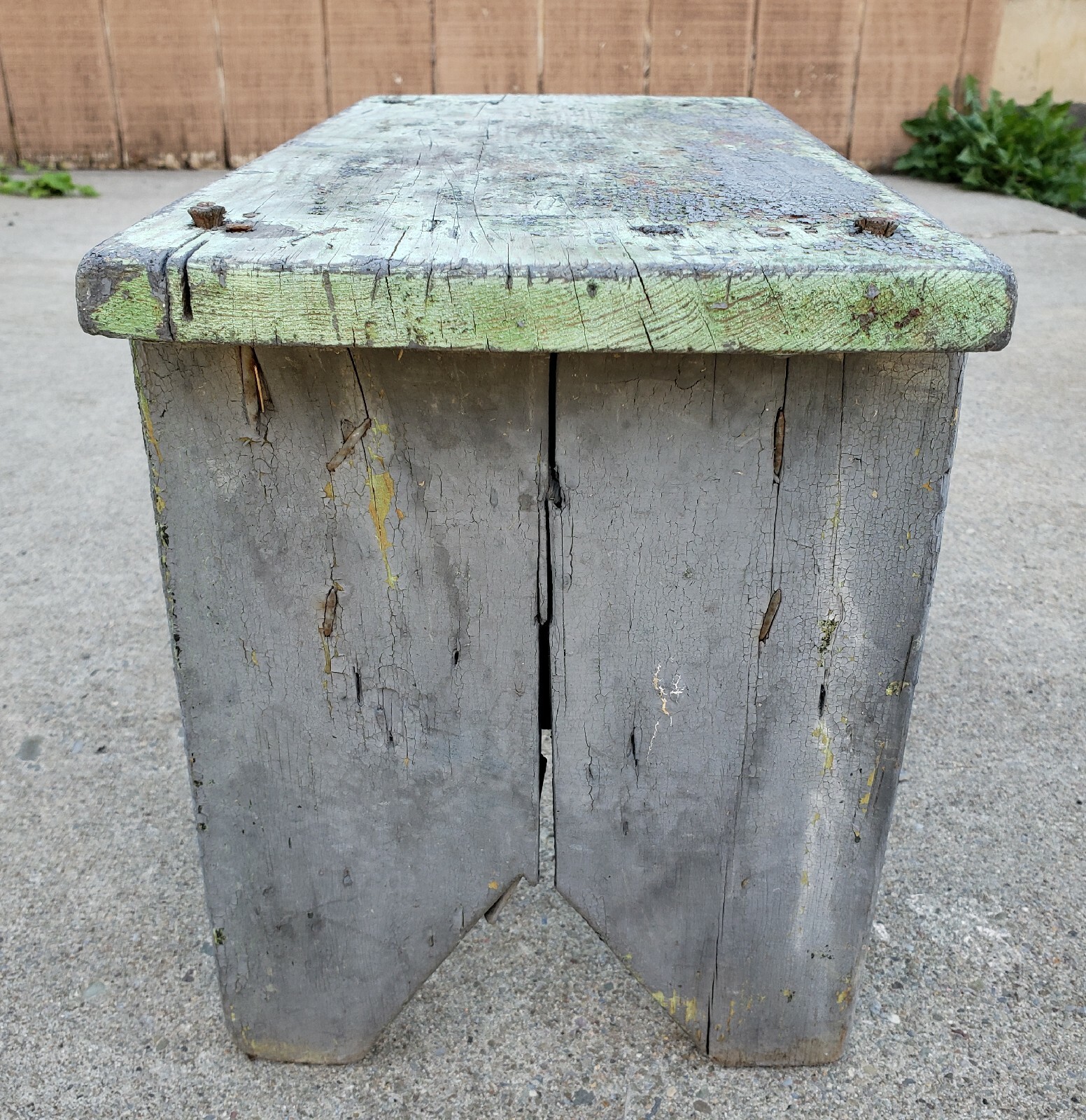 Antique Primitive Folk Art Wooden Cricket Foot Stool Bench Chippy Old ...