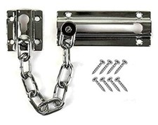 SECURITY DOOR CHAIN Nickel Plated HEAVY DUTY Safety Guard Lock Catch With Screws