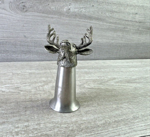 Jagermeister Shot Glass Buck Head Pewter & Stainless Steel 4.25"
