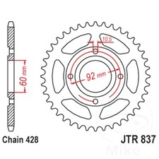 JT Rear Sprocket 39 Tooth 428 Pitch JTR837.39 For Yamaha RD 125 2R6 78-79