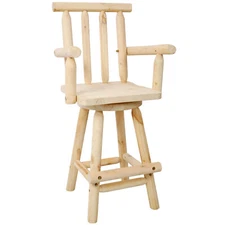 1X Fir Wood Bar Stool Swivel Counter Height Kitchen Dining Bar Chair Natural
