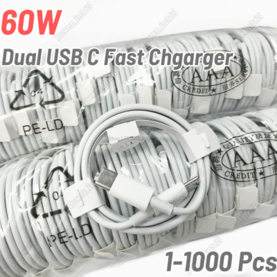 60W USB C To USB C Fast Charger Cable For iPhone 16 15 Samsung iPad Pro Cord Lot