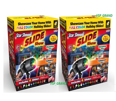 2-PACK STAR SHOWER SLIDE SHOW LED CHRISTMAS HALLOWEEN LASER PROJECTOR LIGHT SHOW