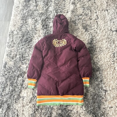 Rare Women s Side Line Coat Size XS Green Back Packers X Adidas Burgundy Red