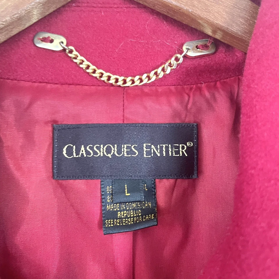 Classiques Entier Lambswool Cashmere Classic Button Front Coat Red Size Large — 第 3/4 张图片
