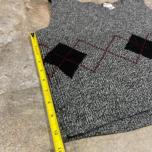 huntington ridge vintage gray and black argyle cropped sweater vest tank large - Picture 4 of 5