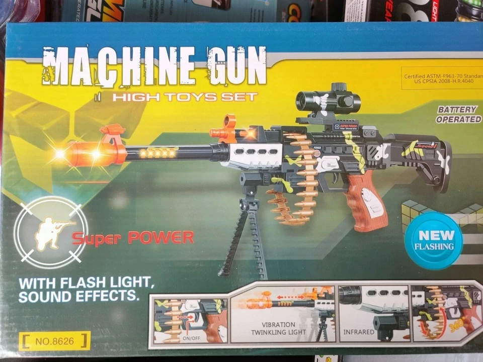 Ametralladora de regalo de juguete 100 unidades con mira de luz bala rifle de asalto militar Foto 2 de 4