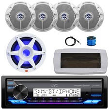 JVC Single-DIN Marine Bluetooth Stereo, 4x 6.5" 180W Max Speakers, 10" Subwoofer