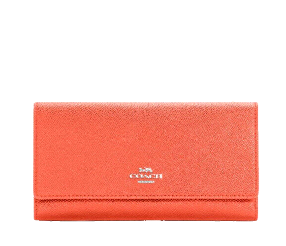 New Coach C5578 Slim Trifold Wallet Crossgain Leather Tangerine
