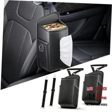 Car Tissue Holder for Front Seat, Headrest Organizer with Side Mesh Pockets 2