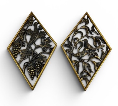 Vintage Burwood Bird Wall Plaques Gold Hollywood Regency Mid Century Pair