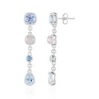 Ohrringe Aus Blauem Topas, Chalcedon Und Silber