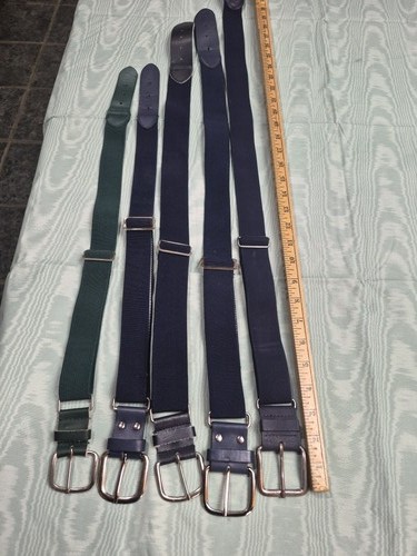 Lot of 5 Elastic Uniform Belts Navy Blue Green Baseball Softball Adidas Adams
