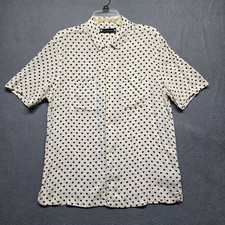 All Saints Button Up Red Harts All Over Print Men's Shirt Size L.