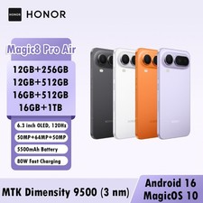 New Honor Magic 8 Pro Air 5G Cellphone Dimensity 9500 120Hz 5500mAh 80W 64MP NFC