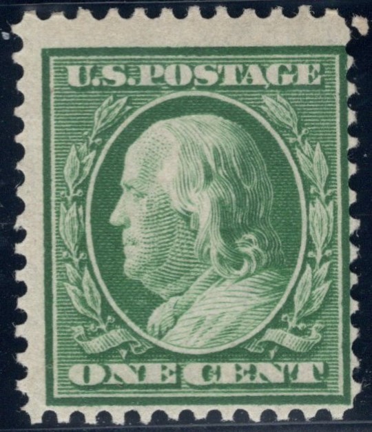 SC#331, 1908--1 Cent Benjamin Franklin, DL-WM-USPS, Perf. 12, M/NH