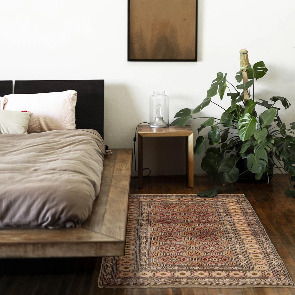 Tapete de área tradicional oriental de lã 2'7" x 3'7" com nós à mão - Imagem 2 de 4