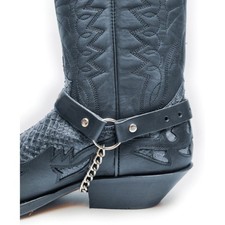 Pair Of Black Mens Plain Leather Biker Bootstraps/Boot Straps