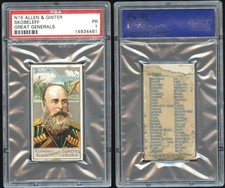 1888 N15 Allen & Ginter Great Generals ~ Skobeleff ~ PSA 1 ~ nice