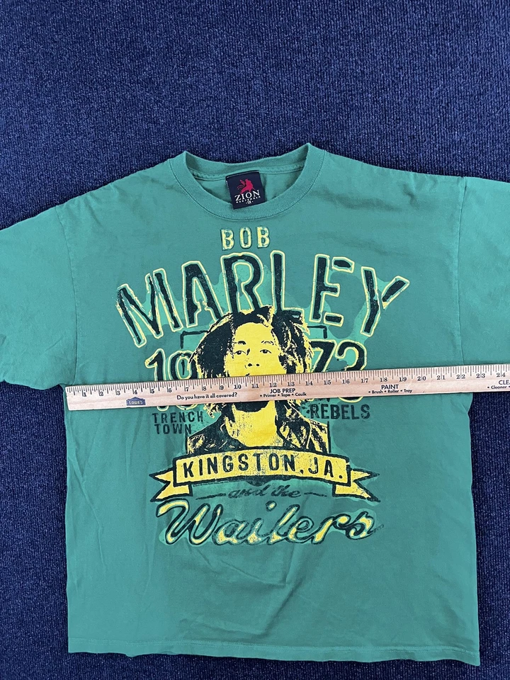 Bob Marley Shirt Mens 1X Green Kingston Jamaica Wailers Graphic Tee Reggae Music - Image 3 of 4