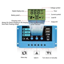 Solar Charge Controller 12V 24V Battery Solar Panel Charging Regulator For Home