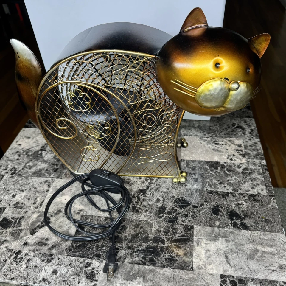 Retro Deco Breeze Decorative Table Fan Desk 2 Speed Electric Tabletop kitty cat - Image 2 of 4