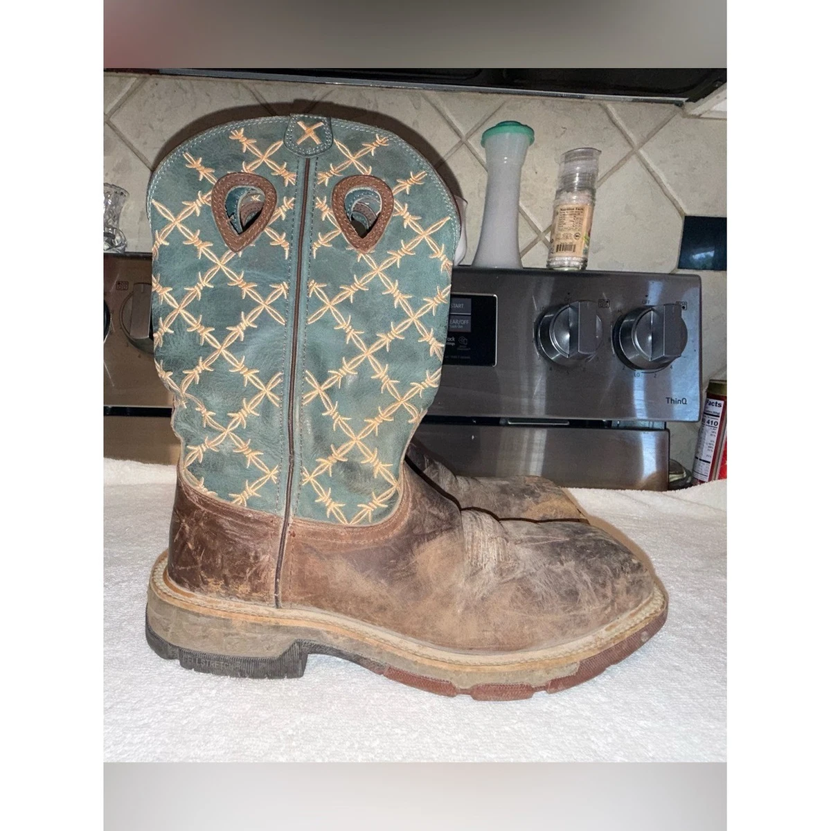 Twisted X Steeltoe Work Boots Green Embroidered Western Men’s Size 8.5 D Twisted X Men main image 3