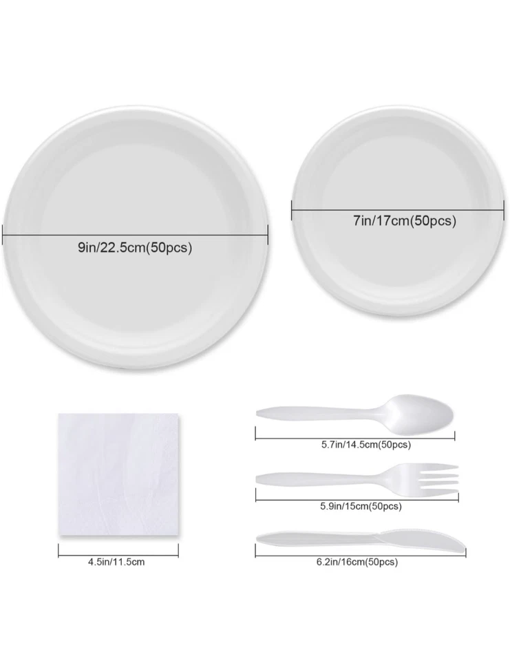 Eco-Friendly Paper Plates Napkins Cups and Re-Usable Cutlery Set, Dinning Set - Image 3 of 4