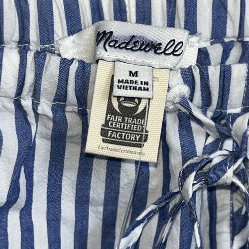 Madewell NWT Pull-On Drawstring Shorts 3” Inseam in Navy White Stripe Sz Medium - Picture 8 of 10