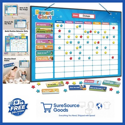 Interactive Chore Chart for Kids 3-9 with Customizable Tasks & 3D Stars