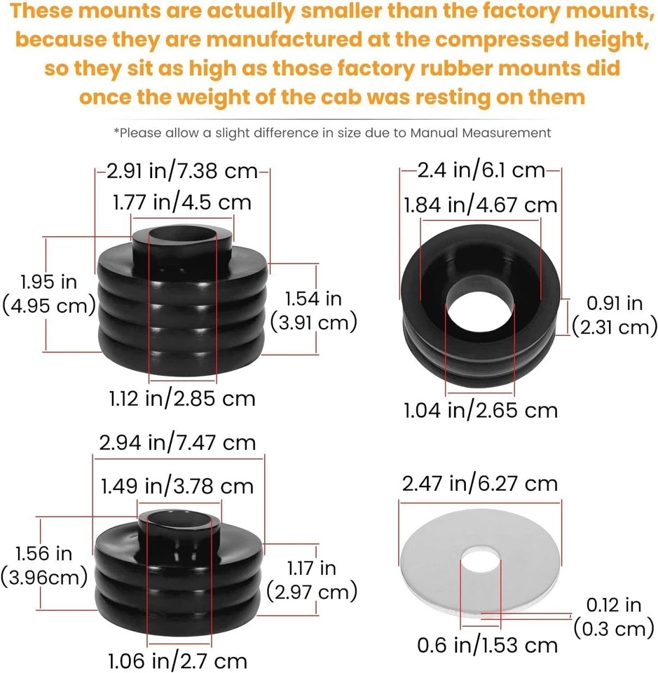 Kit de buje de montaje de cabina de carrocería para Ford 99-17 F250 Super Duty 2x4 4x4 para KF04050BK Foto 3 de 4