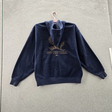 Vans Men Sweatshirt SMALL Navy Embroidered Graphic Print Fleece Flower