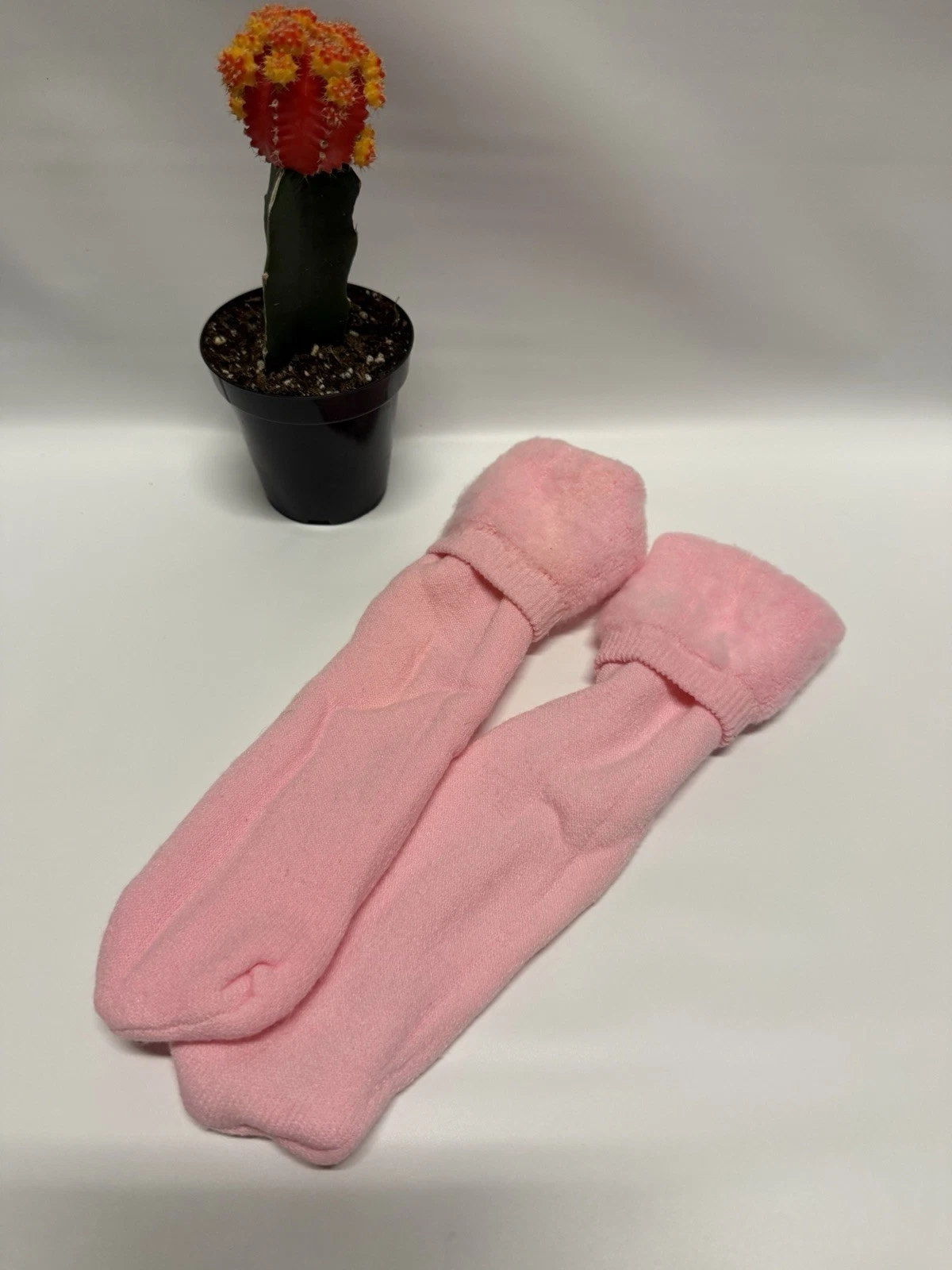 VTG Socks Womens Pink 80's 7-9 NOS Acrylic Blend Nylon Roll Down Ankle Cute 90s