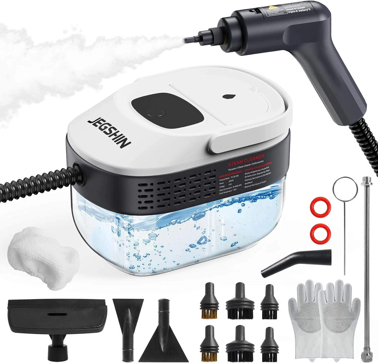 3-Level Steam Cleaner with 17 Accessories - Fast Heat-Up & High Pressure