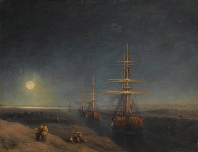 Ivan Aivazovsky Ships Passing Through a Canal 1859 17''x 22'' Archival Art Print