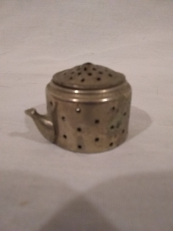 Vintage Silvertone Teapot Miniature, Japan Tea Infuser?