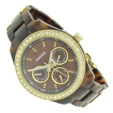 Fossil Damen Armbanduhr Bernstein Perlmutt Kristall Chrono Gold ES-2795 B neu S2