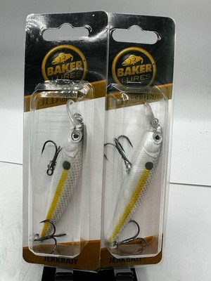 2x Baker JLD2 Series Jerk Bait 3.25  1/3 oz Crank Bait Fishing Lure Silver Back
