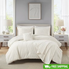 5-Piece Plush Comforter Set Cozy Bedding W/ Shams  Decorative Throw Pillow New