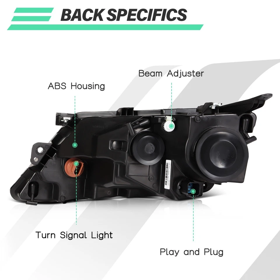 For 2010 2011 2012 Ford Fusion Headlights Assembly Black Housing Left + Right — 第 3/4 张图片