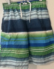Boys Kanu Size Large 14/16 Striped Swim Trunks Shorts W/ Pockets