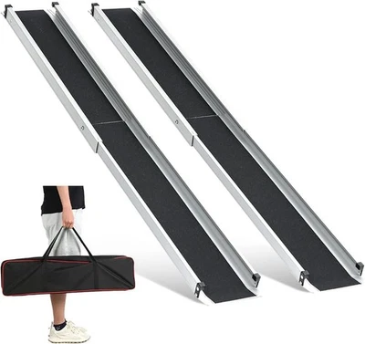 GEARZAAR 2PCS Telescopic Wheelchair Ramps 5FT, gardhom Portable Adjustable Ramp